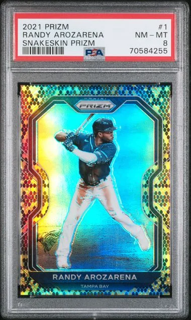 2021 Panini Prizm Randy Arozarena Snakeskin Prizm #1 card image