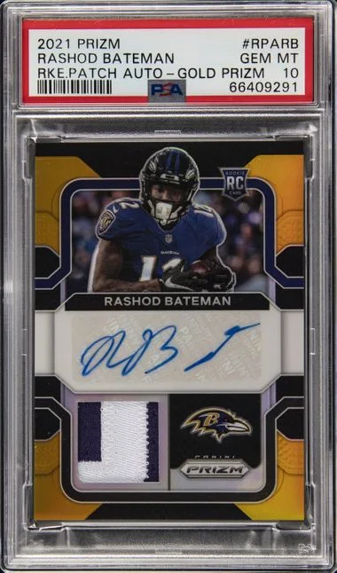 2021 Panini Prizm Rashod Bateman Patch Autographs Gold Prizm #RPA-RB card image