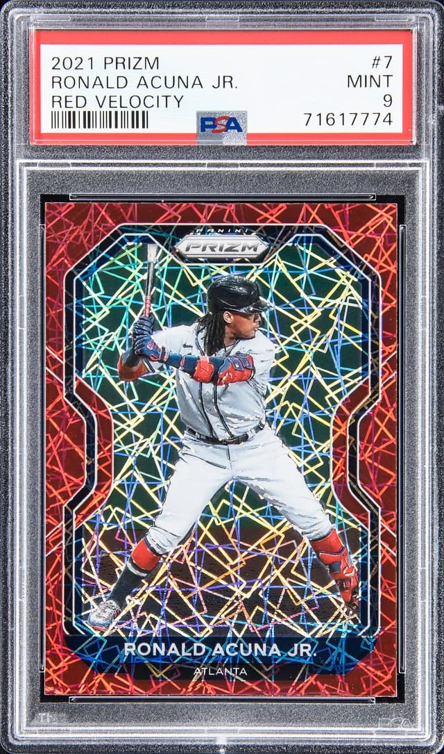 2021 Panini Prizm Ronaldo Acuna Jr. Red Velocity Prizm #7 card image