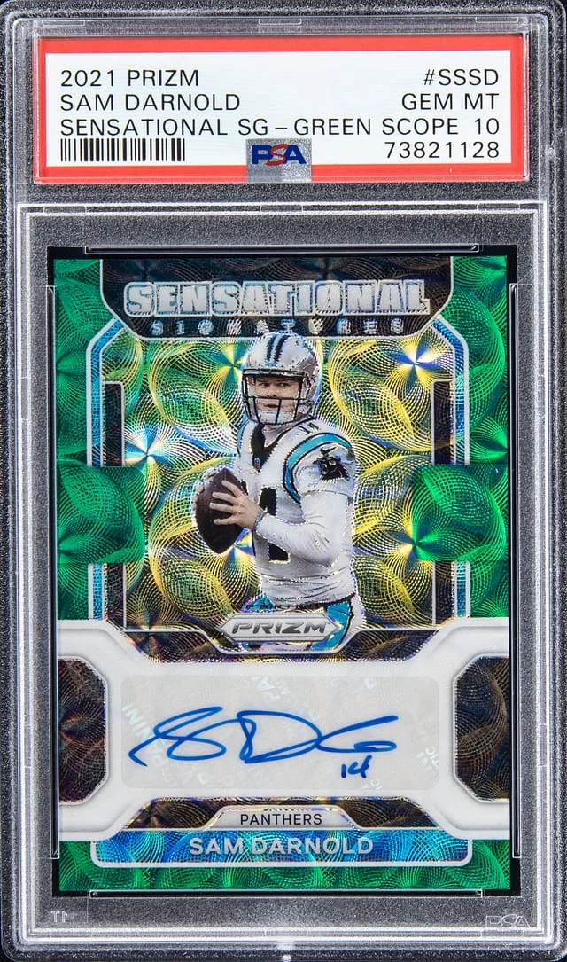 2021 Panini Prizm Sam Darnold Sensational Signatures - Green Scope #SSSD card image