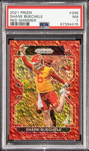 2021 Panini Prizm Shane Buechele Red Shimmer #396 card image
