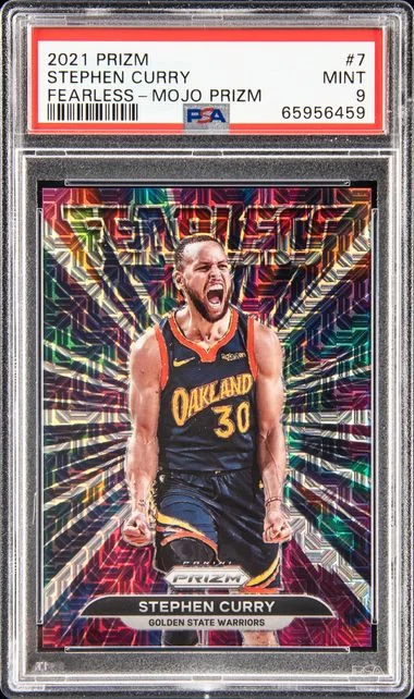 2021 Panini Prizm Stephen Curry Fearless Mojo Prizm #7 card image