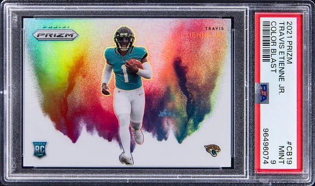2021 Panini Prizm Travis Etienne Jr. Colorblast #CB-19 card image