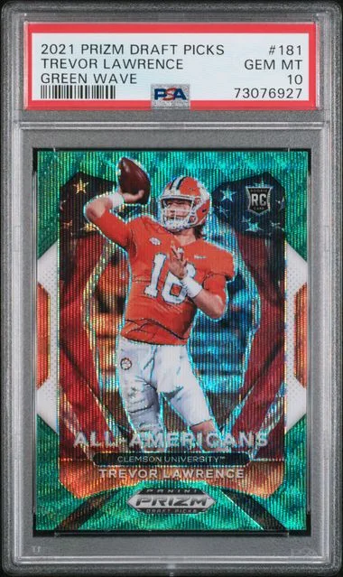 2021 Panini Prizm Trevor Lawrence Green Wave #181 card image