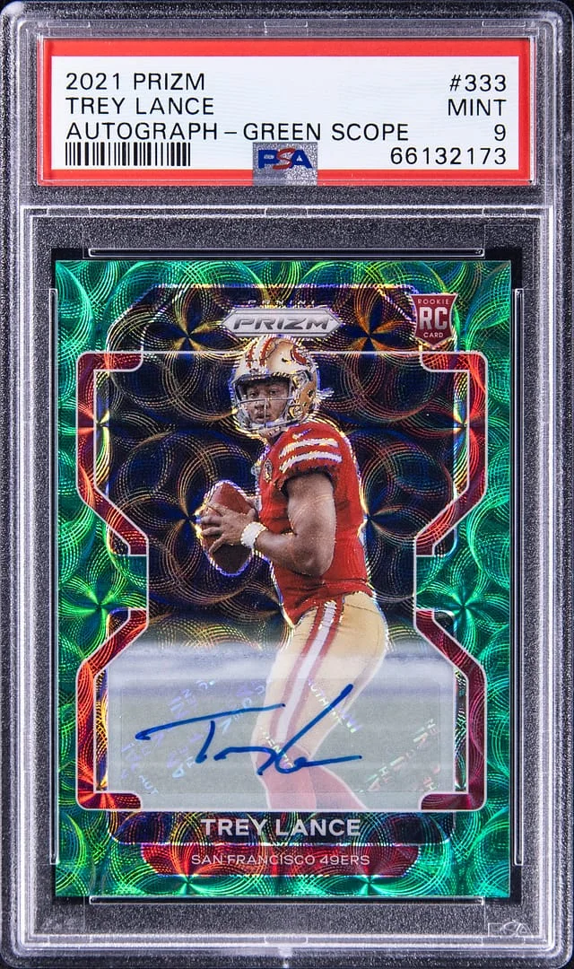 2021 Panini Prizm Trey Lance Autograph Green Scope #333 card image