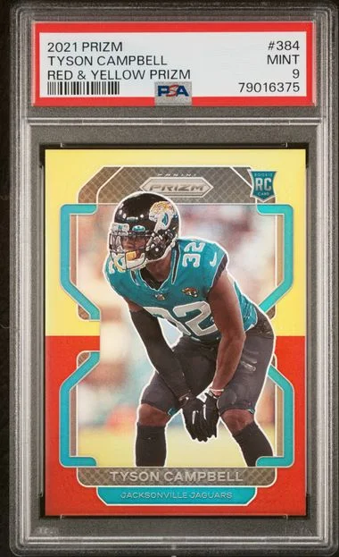 2021 Panini Prizm Tyson Campbell Red & Yellow Prizm #384 card image