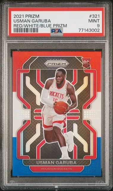 2021 Panini Prizm Usman Garuba Red/White/Blue Prizm #321 card image