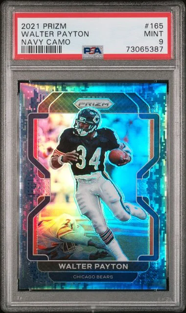 2021 Panini Prizm Walter Payton Navy Camo #165 card image