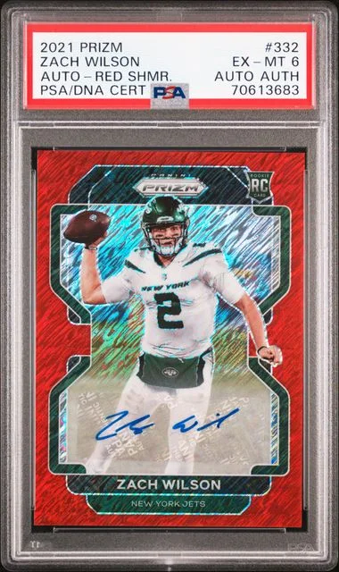 2021 Panini Prizm Zach Wilson Red Shimmer #332 card image
