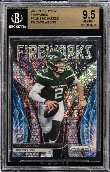 2021 Panini Prizm Zach Wilson Fireworks No Huddle Prizm #F-22 card image