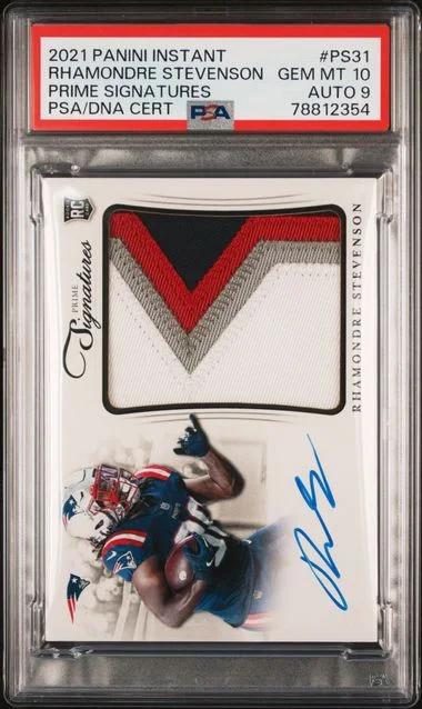 2021 Panini Rhamondre Stevenson Instant Prime Signatures #PS31 card image