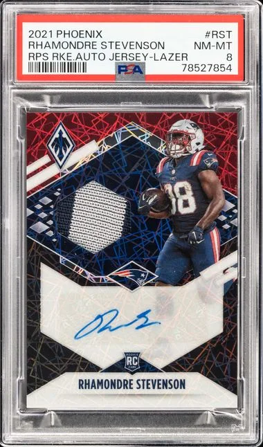 2021 Panini Rhamondre Stevenson Phoenix RPS Auto Jersey Lazer #RST card image
