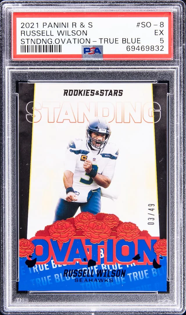 2021 Panini Russell Wilson Rookies & Stars Standing Ovation True Blue #SO-8 card image