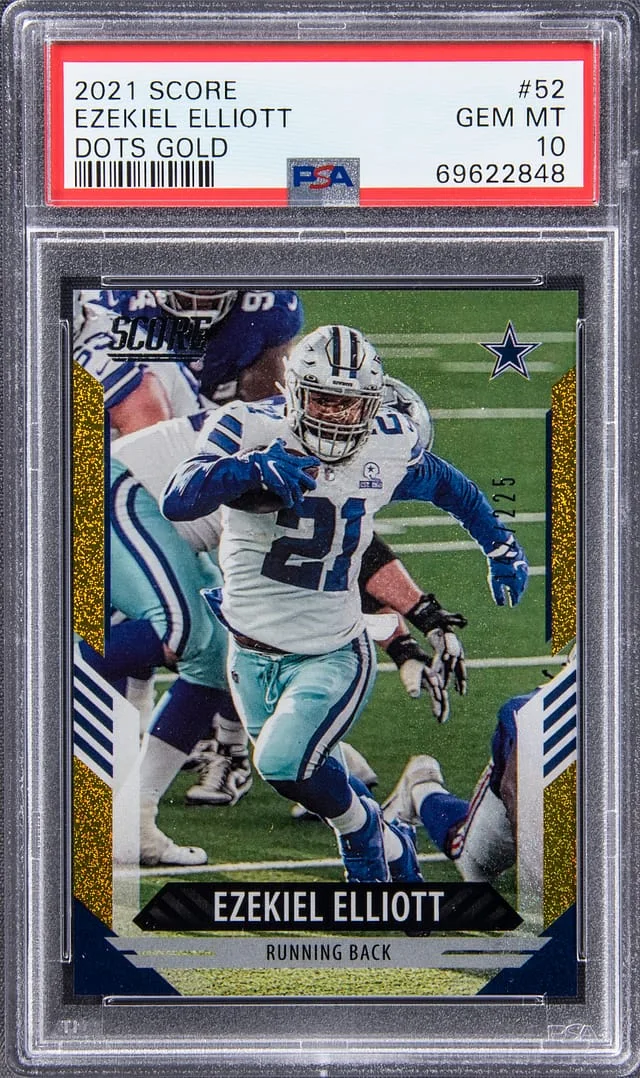 2021 Panini Score Ezekiel Elliott Dots Gold #52 card image