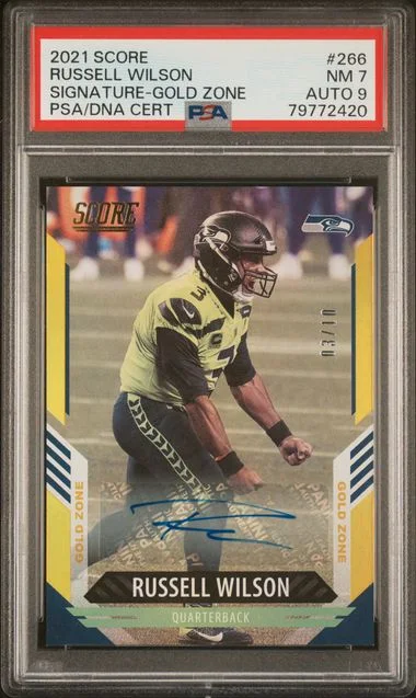 2021 Panini Score Russell Wilson Signature-Gold Zone #266 card image