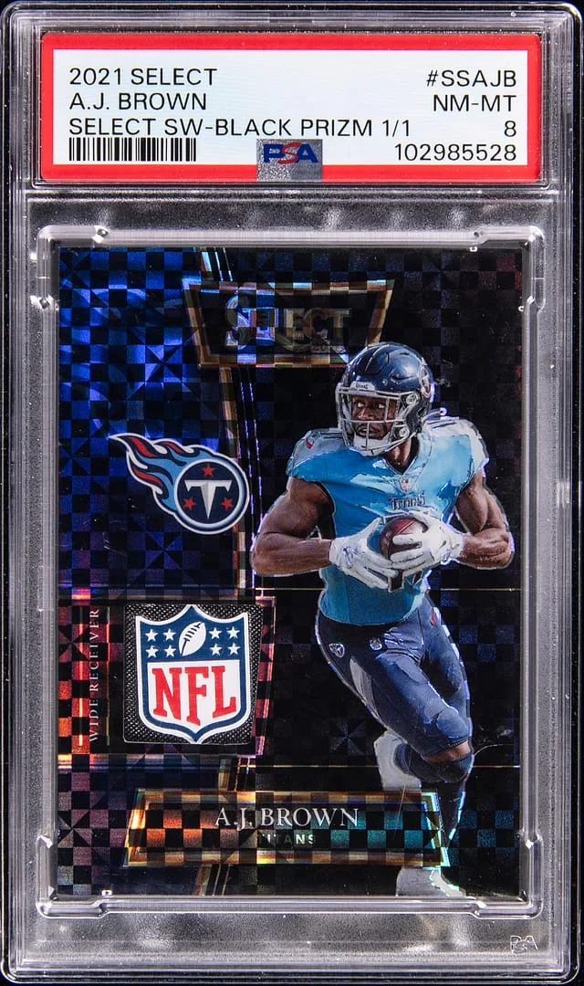 2021 Panini Select A.J. Brown Swatches Black Prizm #SS-AJB card image