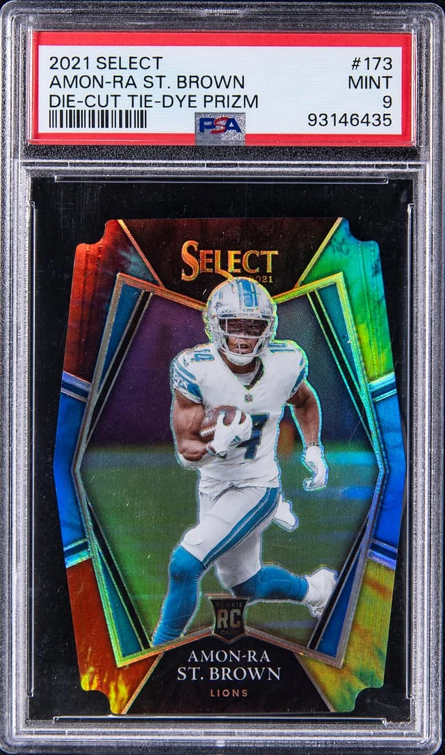 2021 Panini Select Amon-Ra St. Brown Blue Prizm #173 card image
