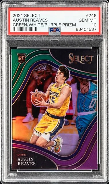 2021 Panini Select Austin Reaves Green/White/Purple Prizm #248 card image