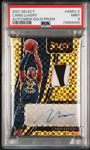 2021 Panini Select Autographed Memorabilia Gold Prizm Amclv Caris Levert #no-number card image