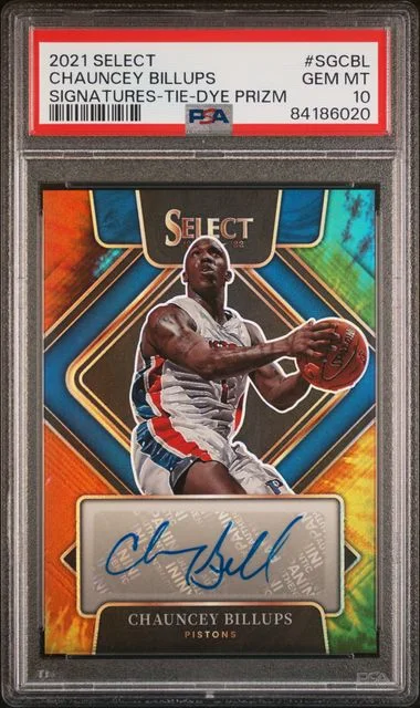2021 Panini Select Chauncey Billups Signatures Tie-Dye Prizm #SGCBL card image