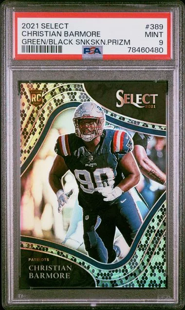 2021 Panini Select Christian Barmore Green/Black Snakeskin Prizm #389 card image