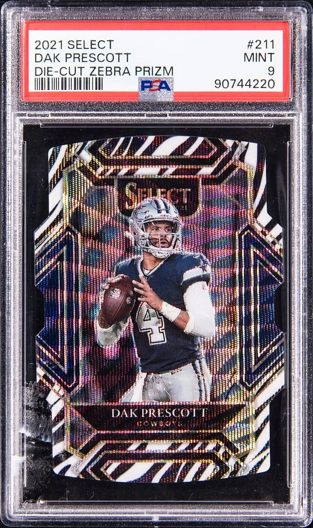 2021 Panini Select Dak Prescott Die-Cut Zebra Prizm #211 card image