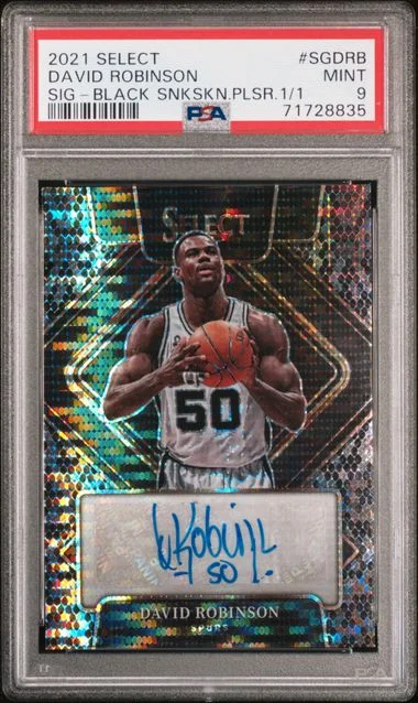 2021 Panini Select David Robinson Signatures Black Snakeskin Pulsar #SGD-RB card image