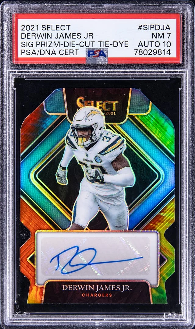 2021 Panini Select Derwin James Jr Signature Prizm-Die-Cut Tie-Dye #SIPDJA card image