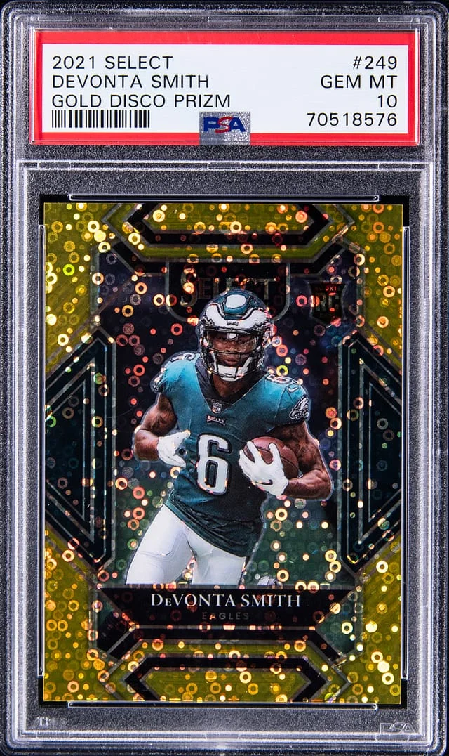 2021 Panini Select Devonta Smith Gold Disco Prizm #243 card image