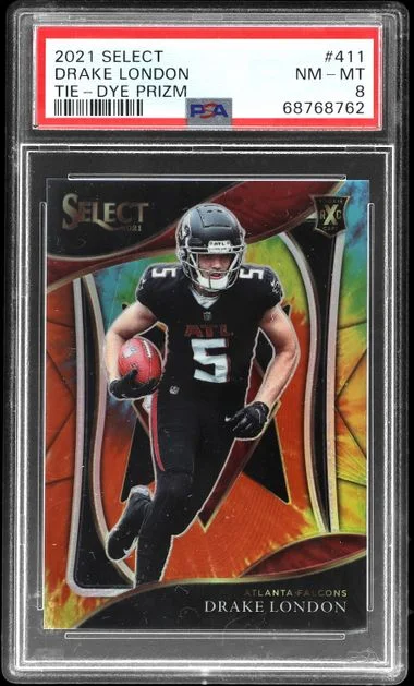 2021 Panini Select Drake London Tie-Dye Prizm #411 card image
