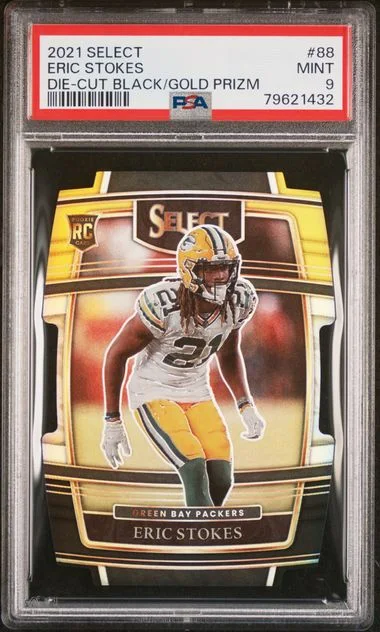 2021 Panini Select Eric Stokes Die-Cut Black/Gold Prizm #88 card image