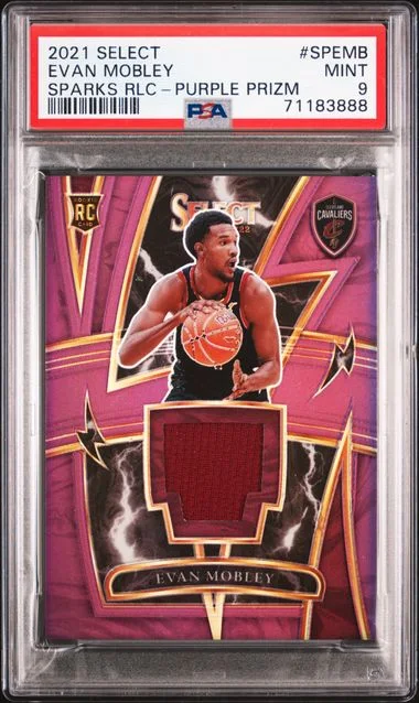2021 Panini Select Evan Mobley Sparks Relics Purple Prizm #SP-EMB card image