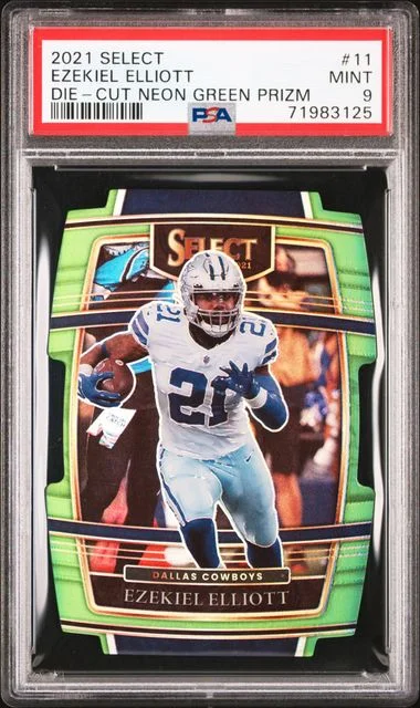 2021 Panini Select Ezekiel Elliott Die-Cut Neon Green Prizm #11 card image