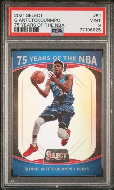 2021 Panini Select Giannis Antetokounmpo 75 Years Of The NBA #51 card image