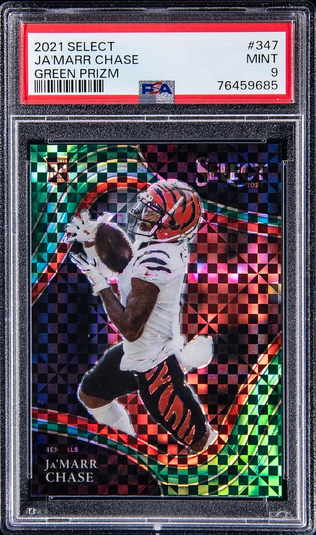 2021 Panini Select Ja'Marr Chase Green Prizm #347 card image