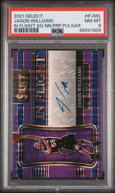 2021 Panini Select Jason Williams In Flight Signatures Neon Purple Pulsar #IF-JWL card image