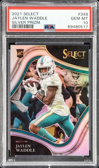 2021 Panini Select Jaylen Waddle Silver Prizm #348 card image