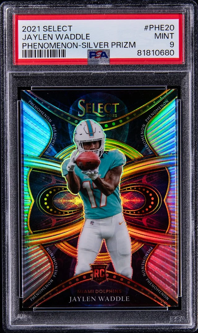 2021 Panini Select Jaylen Waddle Phenomenon Silver Prizm #PHE-20 card image