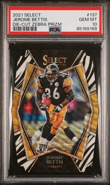 2021 Panini Select Jerome Bettis Die-Cut Zebra Prizm #137 card image