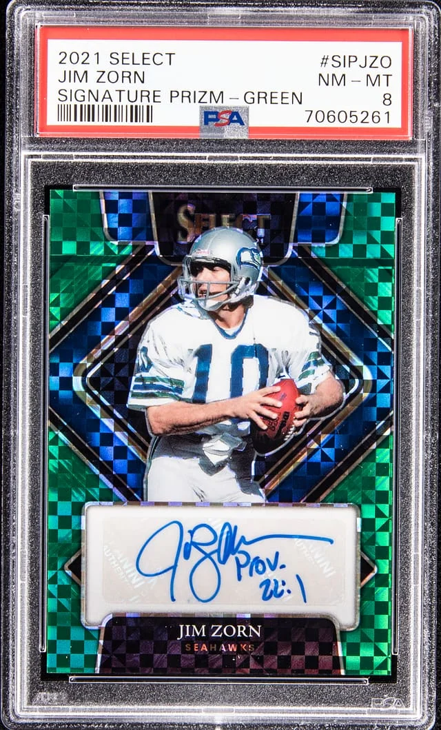 2021 Panini Select Jim Zorn Signature Prizm Green #SIP-JZO card image