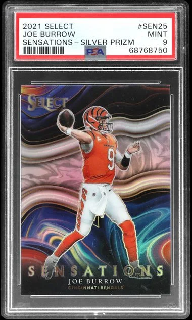 2021 Panini Select Joe Burrow Sensations Silver Prizm #Sen25 card image