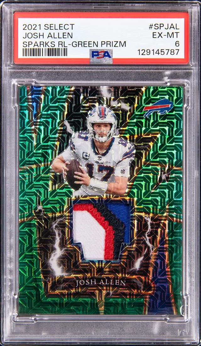 2021 Panini Select Josh Allen Sparks Relic Green Prizm #SP-JAL card image