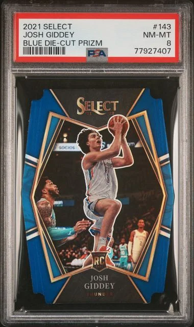 2021 Panini Select Josh Giddey Blue Die-Cut Prizm #143 card image