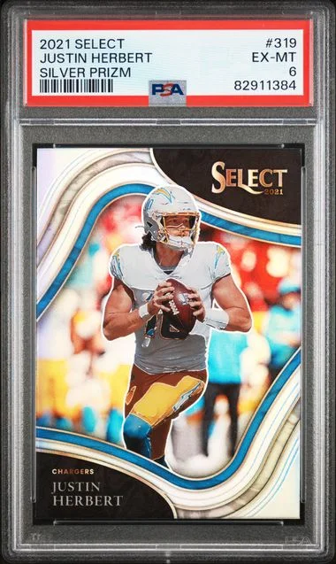 2021 Panini Select Justin Herbert Silver Prizm #319 card image