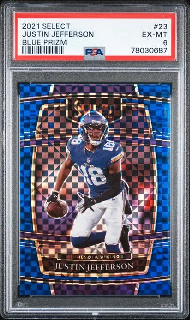 2021 Panini Select Justin Jefferson Blue Prizm #23 card image