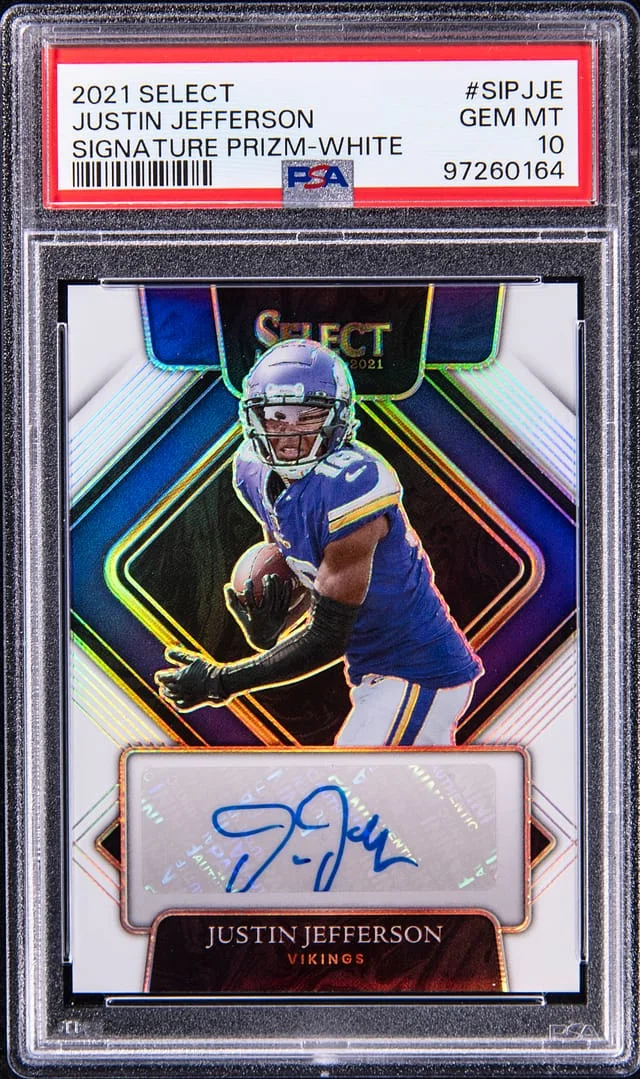 2021 Panini Select Justin Jefferson Signature White Prizm #SIP-JJE card image
