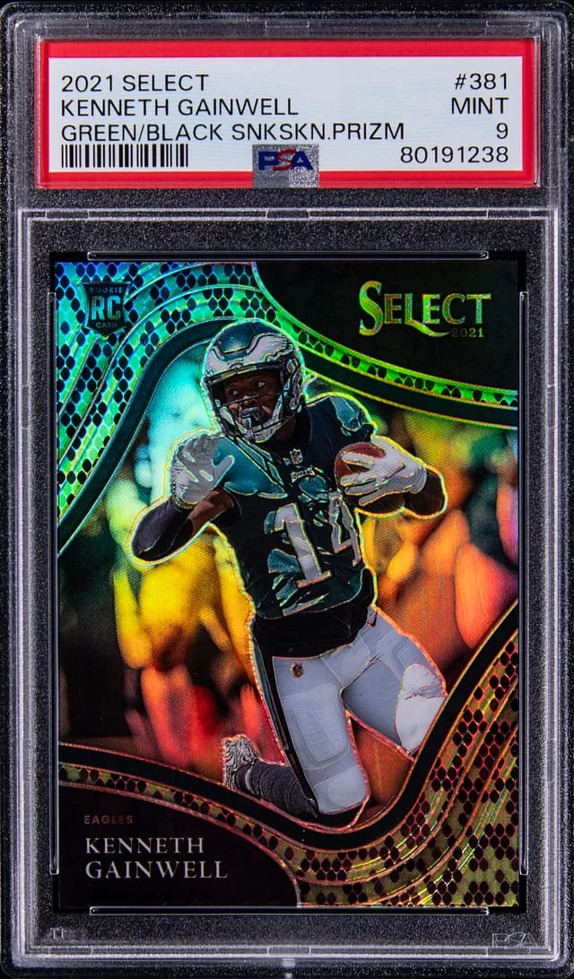 2021 Panini Select Kenneth Gainwell Green/Black Snakeskin Prizm #381 card image