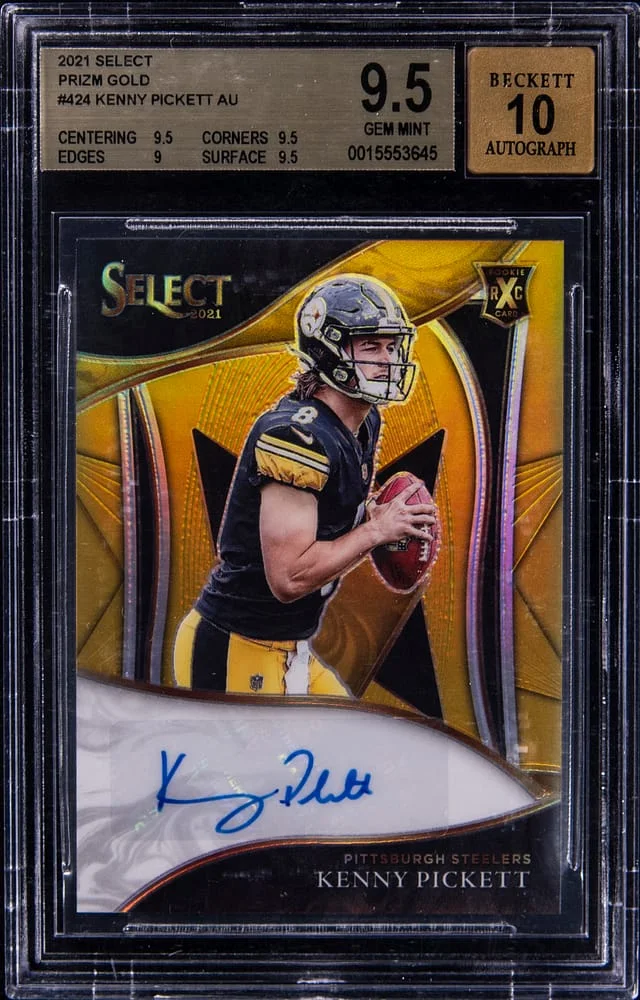2021 Panini Select Kenny Pickett Autographs Gold Prizm #424 card image