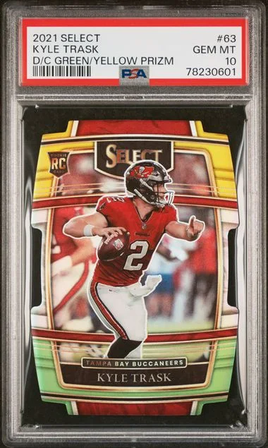 2021 Panini Select Kyle Trask Die-Cut Green/Yellow Prizm #63 card image