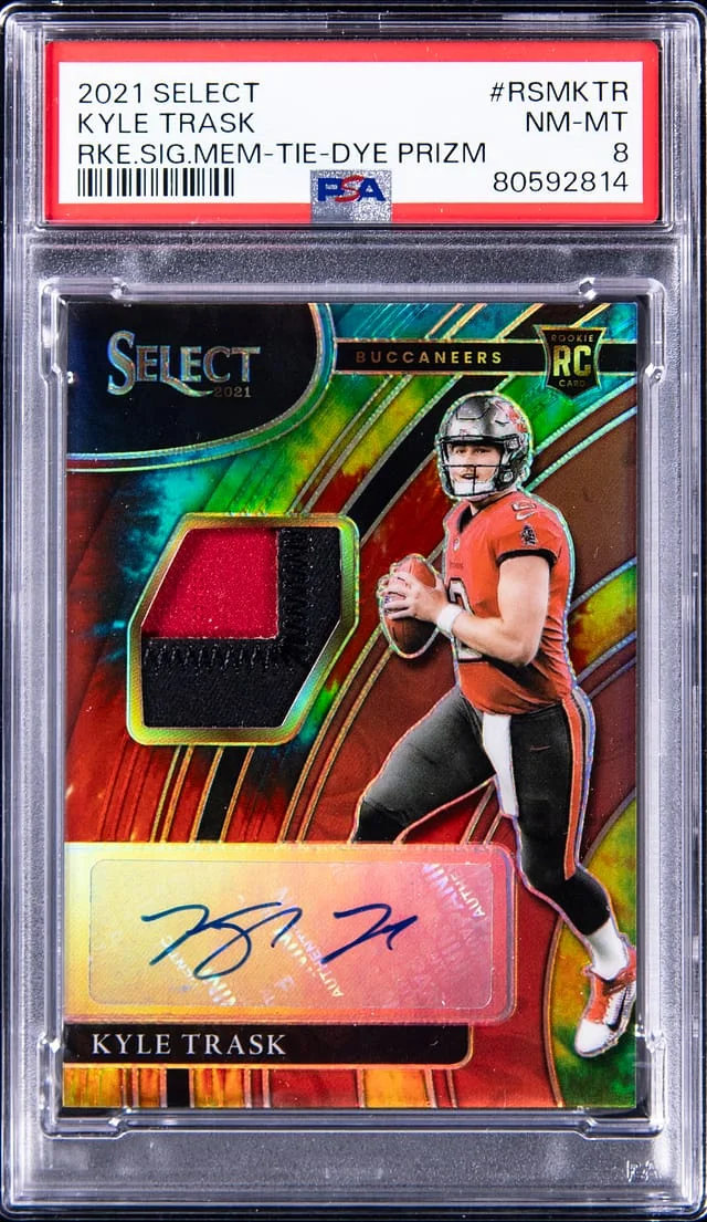 2021 Panini Select Kyle Trask Signature Memorabilia Tie-Dye Prizm #RSM-KTR card image